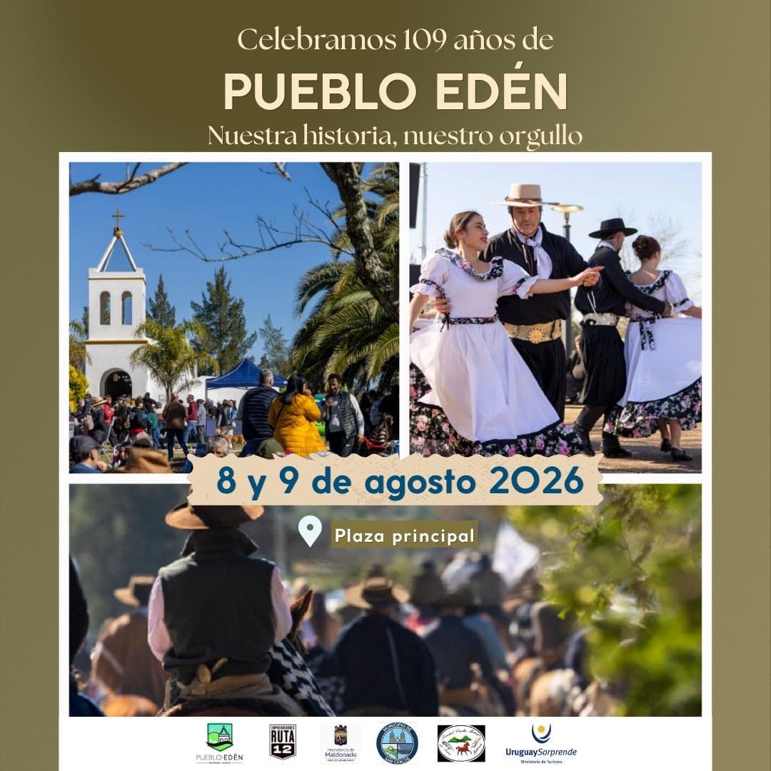 Celebración de los 109 años de Pueblo Edén, 8 y 9 de agosto de 2026 en la plaza principal